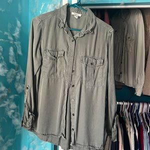 olive green button down flannel.